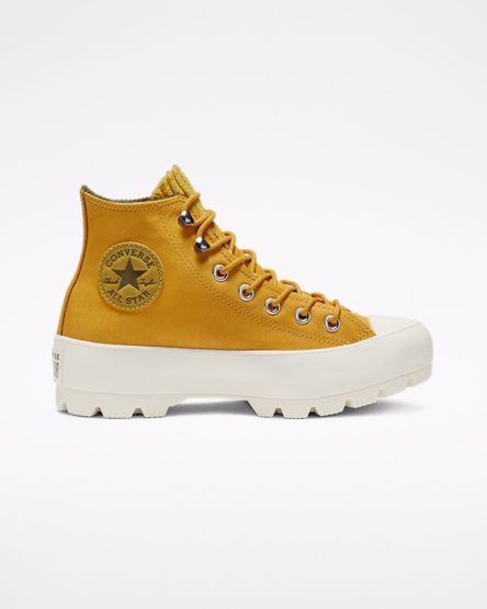 Women's Converse Chuck Taylor All Star GORE-TEX Lugged Waterproof Leather High Top Shoes Gold / Olive | AU 1E490R
